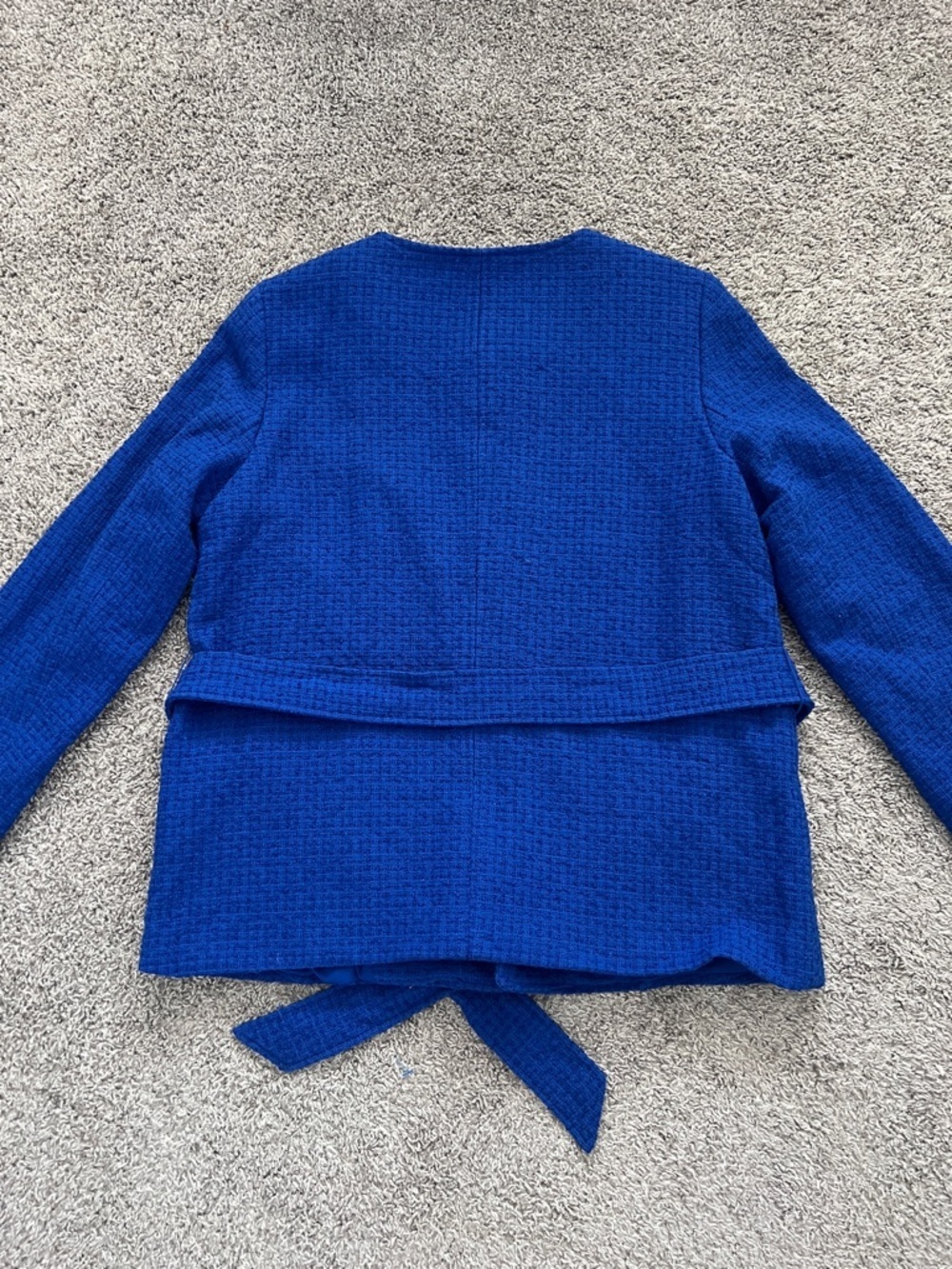NWT Talbot’s Women’s Cobalt Blue Tweed Tie-Waist Jacket Blazer - Size 8 - Picture 3 of 16